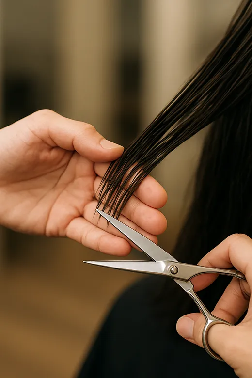 Innenraum des Friseursalons Hairport Oberhausen mit modernen Empfangsbereich und heller Einrichtung